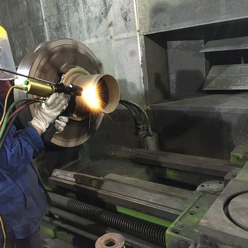 HVOF thermal-spray coating in progress